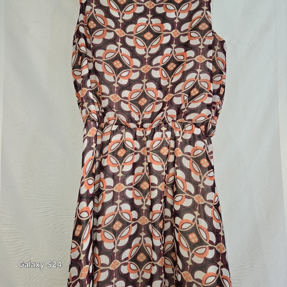 BANANA REPUBLIC SLEEVELESS LIGHTWEIGHT GEOMETRIC ORANGE PURPLE TANK DRESS SZ 4 - Picture 7 of 12